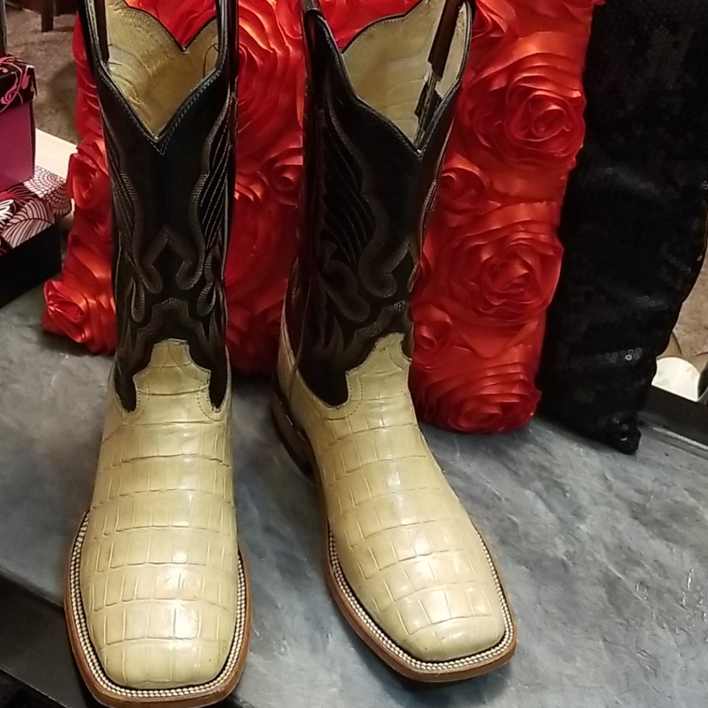 Custom Made Exotic Croc Boots With Matching Belt - image 1
